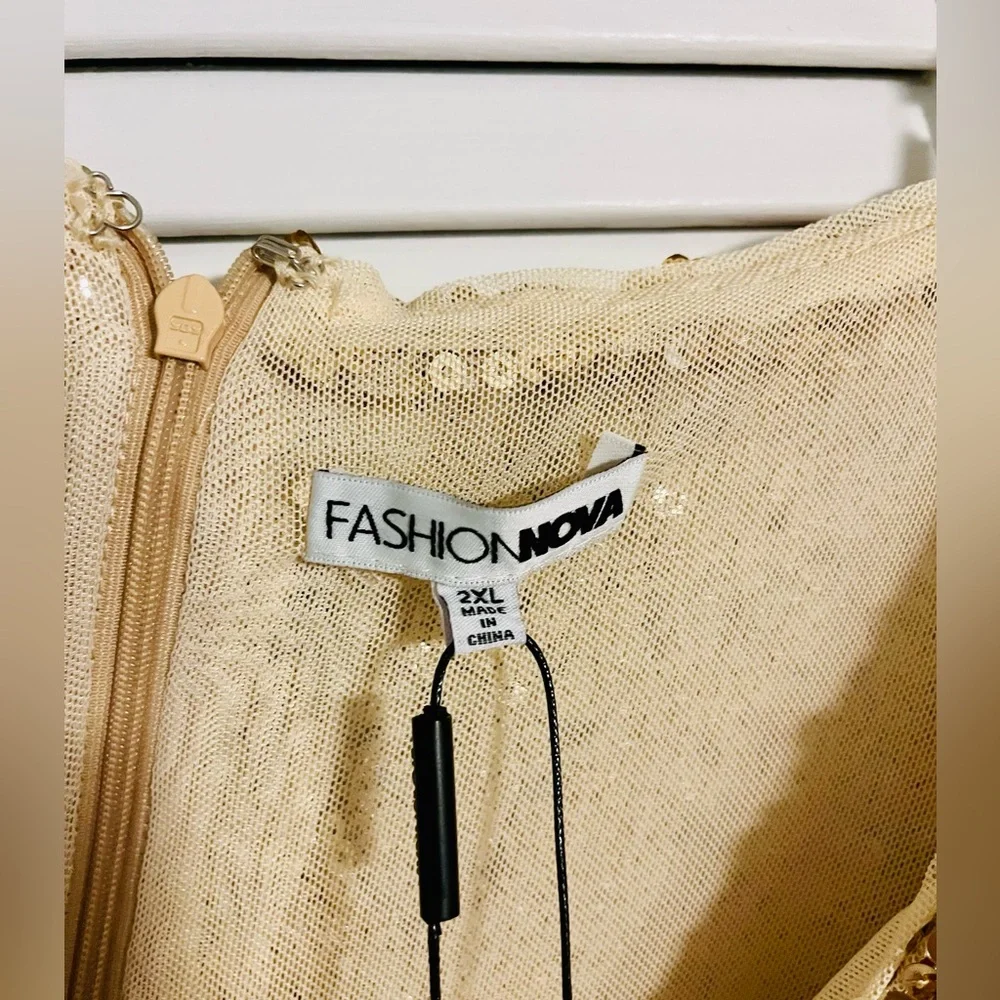 Gold Sequin Embellished Gown Dress - Picture 11 of 12